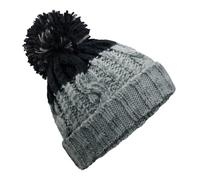 ASVP Shop Corkscrew Cable Knitted Bobble Hat Plain Mens Womens Beanie Warm Winter Pom Wooly Cap (Light Grey/Black)