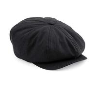 ASVP Shop Flat Cap with Peak 'Shelby' Baker Boy Newsboy Herringbone Cloth Cap Hat Black