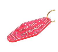 ASVP Shop Fuck The Patriarchy Feminist Keychain, Motel Keychain, Retro Keychain, Women Empowerment (Hot Pink)