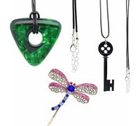 ASVP Shop Looking Stone Necklace, Skeleton Key Necklace & Dragonfly Hair Bobby Pin, Leather, resin