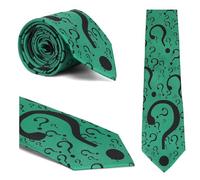 ASVP Shop Vintage Clown Joker Tie Necktie HAHAHA Question Mark Green, Question Mark, One size