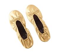 ASVP Shop Women's Foldable Portable Pumps Flats Ballet Shoes with Carrier Pouch Bag Perfect for Weddings and Parties Champagne