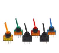 ASW-13D SPST 2/3 Pin Long Actuator 20A On-Off With 12V LED Light Toggle Switch 1/5Pcs(Green 3P2T long,5 pcs)