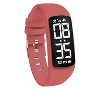 aswan watch Children's Digital Watch with Stopwatch, Pedometer, Distance and Calories without App, Calendar, Alarm Clock, Fitness Tracker Watch for Girls and Boys with Silicone Strap, 08-Pink Peach-A