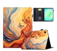 AsWant Case for Samsung Galaxy Tab A11 / A9 SM-X110/SM-X115 8.7 Inch 2025, Ultra Thin PU Protective Case with Stand Function and Card Slot Case, Butterfly Fire