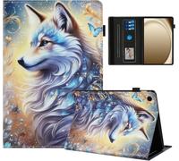AsWant Case for Samsung Galaxy Tab A9 Plus 11 Inch SM-X210/SM-X215/SM-X216, Ultra Thin PU Protective Case with Stand Function and Card Slot Case, White Wolf