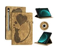 AsWant Case for Samsung Galaxy Tab S10 FE / S9 FE 10.9 Inch / S9 2023 11 Inches, Ultra Thin PU Leather with Multiangle Stand, Caring Cat Design, Magnetic Protective Case (Apricot)