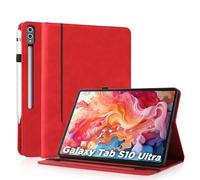 AsWant Case for Samsung Galaxy Tab S10 / S9 Ultra 14.6 Inch 2024/2023, Protective Case Ultra Thin PU Leather with Stand Protective Case and Auto Sleep/Wake Case Cover, Red