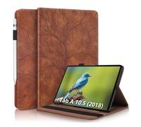 Aswant Galaxy Tab A 10.5 Inch 2018 Case Embossed Tree PU Leather Flip Case Wallet Stand Pen Holder Tablet Protective Case for Samsung Galaxy Tab A 10.5 Inch 2018 SM-T590 / SM-T595 - Brown