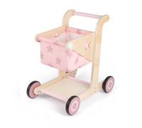 Asweets 2 in 1 Wooden Baby Walker, Push and Pull Doll Stroller, Shopping Cart Learning Walker for Boys and Girls, Sit Stand Learning Walker Toddler Toy (Pink)