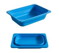 Asweets 2 Pack Storage Bins, Collapsible Plastic Basket, Foldable Pop Up Washbasin, Space Saving & Portable Storage Organizer for Bathroom, Bedroom, 1 Large & 1 Small Set (Blue)