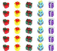 Aswewamt 30Pcs Christmas Miniature Ornaments Kit, DIY Craft Resin Christmas Decoration Mini Boxes Ornaments for Christmas Tree Xmas Garden Accessories