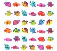 Aswewamt 36 Pcs Tropical Fish, Mini Ocean Fish, Random Style & Color Decorative Fish for Beach Theme Party Supplies