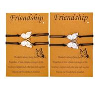 Aswewamt 4 Pcs Friendship Bracelet, Butterfly Pendant Wristband Matching Bracelet Pamper Gifts for Women Girls Couples (Gold Silver)