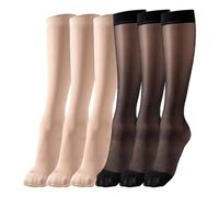 Aswewamt 6 Pairs Knee High Socks Pop Socks For Women, Ultra Highs Stockings with Energizing Support, For Women, Ladies Nylon Knee Pop Socks