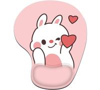 Aswewamt Rabbit Love Heart Mouse Mat Wrist Support Pink Cute Wrist Rest Kawaii Desk Accessories Anti Slip Ergonomic Mouse Mat for Office Home