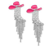 Aswitnove Rhinestone Western Cowgirl Boots Tassel Earrings for Women Sparkly Cowboy Chic Stud Dangle Earrings Boho Enamel Cowboy Hat Earring Rodeo Country Concert Outfits Western Jewelry Gift, Zinc