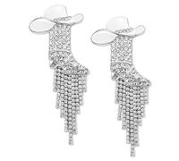 Aswitnove Rhinestone Western Cowgirl Boots Tassel Earrings for Women Sparkly Cowboy Chic Stud Dangle Earrings Boho Enamel Cowboy Hat Earring Rodeo Country Concert Outfits Western Jewelry Gift, Zinc