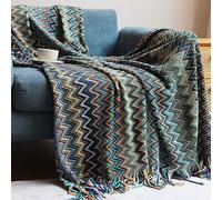 ASXCAQ Boho Throw Blankets Outdoor Knitted Tassel Blankets, Soft Fall Farmhouse Boho Throws, Cozy Knit Small Lightweight Blankets & Throws with Tassels for Home Decor,Bed,Chair,Sofa