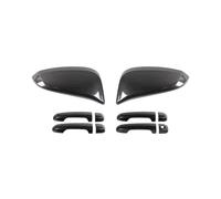 ASXWRTBC Car Door Handle Decoration Cover Rearview Mirror Cover Trim Compatible for Toyota 4Runner 2017-2023 Carbon Fiber Exterior Accessories Black(Black)