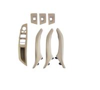 ASXWRTBC Luxury Leather Right Hand Drive RHD Compatible for BMW 5 Series F10 F11 F18 520 Black Car Interior Door Handle Inner Panel Pull Trim Cover(7PCS Beige)