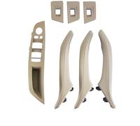 ASXWRTBC Luxury Leather Right Hand Drive RHD Compatible for BMW 5 Series F10 F11 F18 520 Black Car Interior Door Handle Inner Panel Pull Trim Cover(7PCS Beige)