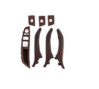 ASXWRTBC Luxury Leather Right Hand Drive RHD Compatible for BMW 5 Series F10 F11 F18 520 Black Car Interior Door Handle Inner Panel Pull Trim Cover(7PCS Red Wine)