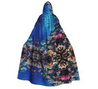 Asxzcbv Aquatic Sea Animal Print Hooded Cloak Cosplay Cape Costume Accessory Robe Carnival Themed Event Seasonal