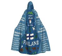ASXZCBV Finland Map With Various Feat Print Hooded Cloak For Adults Costume Carnival Cosplay Seasonal Party Decor Celebration