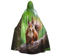 Asxzcbv Red Squirrel Print Hooded Cloak Cosplay Cape Costume Accessory Robe Carnival Themed Event Seasonal
