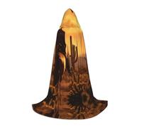 ASXZCBV West Desert Cactus With Cowboys Riding Horses1 Print Hooded Cloak Cosplay Costume Carnival Themed Events Outdoor Celebrations Daily Wear