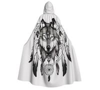 Asxzcbv Wolves And Dream Catchers02 Print Hooded Cloak Cosplay Cape Costume Accessory Robe Carnival Themed Event Seasonal