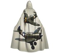 Asxzcbv World War 2 Aircraft Airplane02 Print Hooded Cloak Cosplay Cape Costume Accessory Robe Carnival Themed Event Seasonal