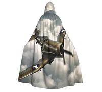 Asxzcbv World War 2 Aircraft Airplane04 Print Hooded Cloak Cosplay Cape Costume Accessory Robe Carnival Themed Event Seasonal