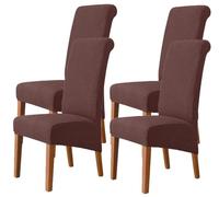 ASYBFLI Dining Chair Covers, Oversized Removable Chair Covers Washable Soft Spandex Parson Chair Slipcovers for Kitchen Hotel Table Banquet(Wine Red,4 Pieces)