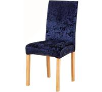 ASYBFLI Luxury Crushed Velvet Dining Room Chair Covers 2/4/6 PCS Stretch Parsons Chair Slipcovers Universal Home Chair Protectors Kitchen Hotel Stool Covers(Navy,4PCS)