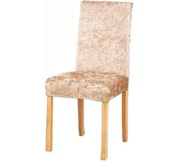 ASYBFLI Luxury Crushed Velvet Dining Room Chair Covers 2/4/6 PCS Stretch Parsons Chair Slipcovers Universal Home Chair Protectors Kitchen Hotel Stool Covers(Champagne,4PCS)