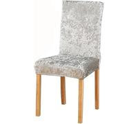 ASYBFLI Luxury Crushed Velvet Dining Room Chair Covers 2/4/6 PCS Stretch Parsons Chair Slipcovers Universal Home Chair Protectors Kitchen Hotel Stool Covers(Light Grey,2PCS)