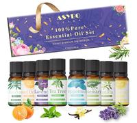 ASYBO Essential Oils Set, 8 x 10 ml Aromatherapy Fragrance Oils Set, 100% Pure Natural Essential Oil Gift for Diffuser, Humidifier, Massage, Soap Making, Candle Making
