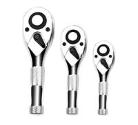 Asyduey 1/4, 3/8, 1/2 Inch Drive Stubby Ratchet Set 3Pc Mini Ratchet Quick-Release 72-Tooth