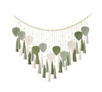 Asyduey 1 Piece Macrame Wall Hanging Leaves- Large Chic Boho Wall Decor Wowen Wall Art Leaf Tassels Tapestry Green for Home