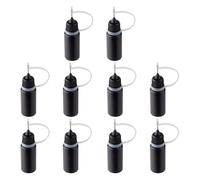 Asyduey 10Pcs Precision Tip Applicator Bottles Black Metal Needle Plastic Bottle 10ML Precision Tip Applicator Bottles