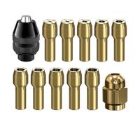 Asyduey 12 Pcs Brass Drill Chuck Collet Set Drill Chuck Tool Kit Accessories Parts Keyless Chuck 1/32In to 1/8In Replacement 4485 4486 Change Nut