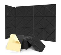 Asyduey 12Pack Acoustic Panels with Self-Adhesive, 12x12x0.4Inch Sound Proof Foam Panels, Sound Absorbing Tile for Walls Black