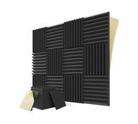 Asyduey 12Pack Sound Proof Foam Panels with Self Adhesive,1x12x12In Acoustic Soundproof Wall Panels for Gaming & Studio Black