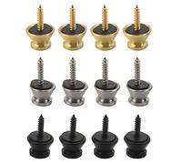 Asyduey 12Pcs Guitar Strap Buttons Lock Pins Guitar Metal Strap Buttons for Acoustic Guitar, Electric Guitar, Bass, Ukulele
