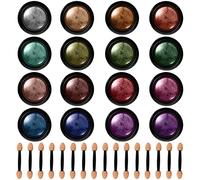 Asyduey 16 Jars Chrome Nail Powder Metallic Nail Art Powder Mirror Effect Manicure Pigment with 16 Pcs Eyeshadow Sticks