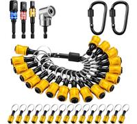 Asyduey 18Pcs Bit Holder Keychains 3 Pcs 1/4 3/8 1/2 Inch Socket Portable Hex Shank Screwdriver Impact Drill Bit Holder