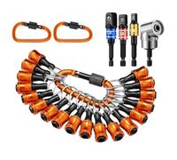 Asyduey 18Pcs Drill Bit Holder Keychains,3Pcs 1/4 3/8 1/2Inch Socket Portable Hex Shank Screwdriver Bit Holder Drill Attachment