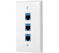 Asyduey 1Pack 3-Port Ethernet Wall Plate, RJ45 Wall Plate with RJ45 Inline Coupler Insert,Cat6 Jack Wall Plate
